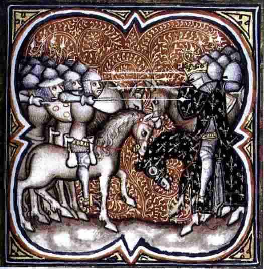 miniature du XIVe sicle : Charles Martel lors de la bataille qui se droula en avant de Poitiers en 732