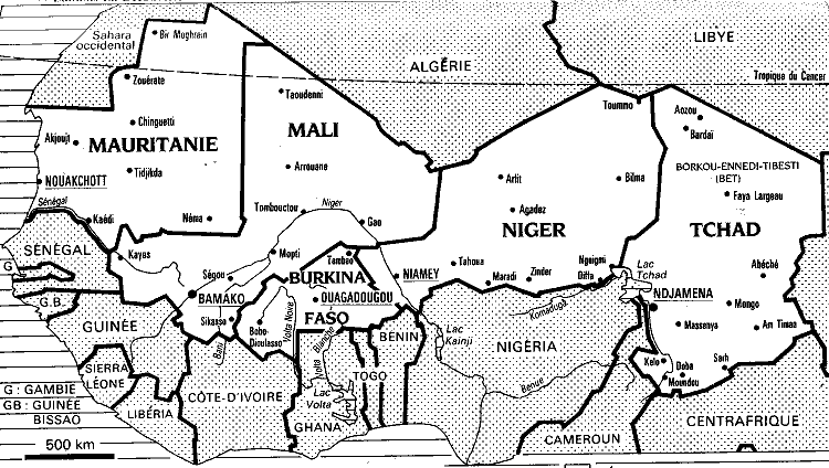 carte de l’Afrique sahlienne, u Sud du
Maghreb