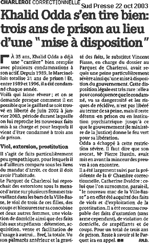 Khalid Odda  Sud
Presse  en date du 22 octobre 2003