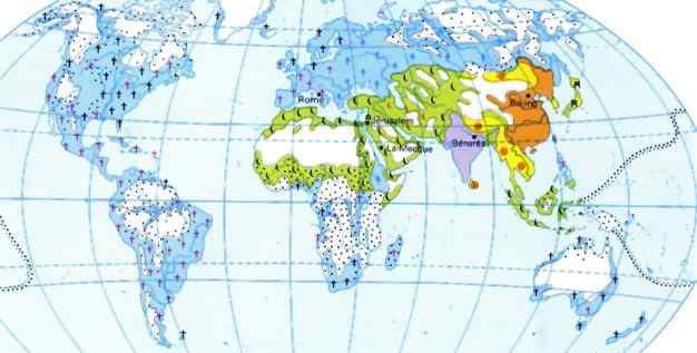 Principales zones d’implantation
et de diffusion des grandes religions