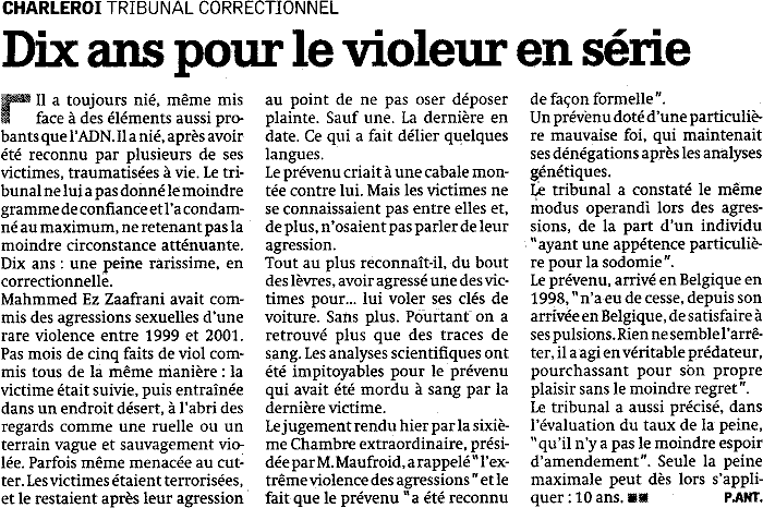 dix ans pour le violeur en srie