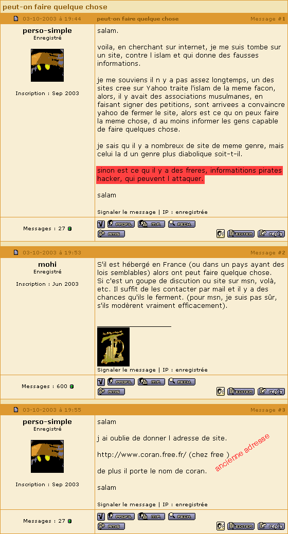 exemple de tolrance islamique sur internet