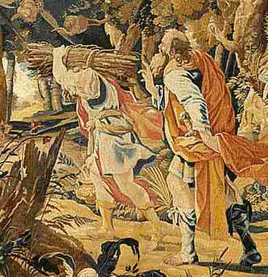Abraham conduisant son fils
au sacrifice. Dtail d’une tapisserie du XVIIe sicle
d’aprs S. Vouet (Muse du Louvre)