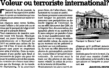 Voleur ou terroriste international? groupe Sud
Presse – mardi 22 avril 2003