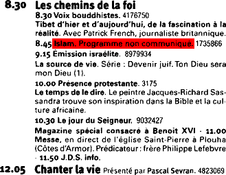 programme du dimanche 08 mai 2005