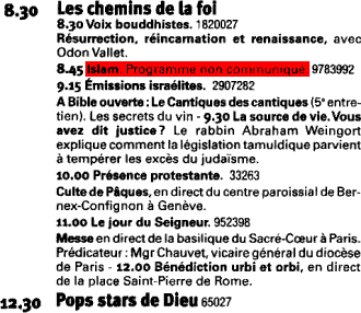 programme du dimanche 27 mars 2005