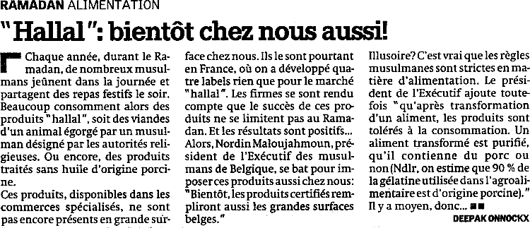 article publi dans la presse belge (Sud Presse) en date du 17 dcembre 2002