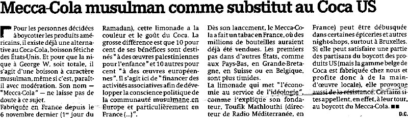 Article publi
par la presse belge (Sud Presse - 29 mars 2003)