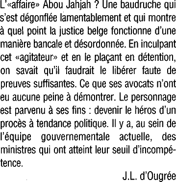  courrier
des lecteurs 	(Tlpro) relatif 
l’affaire Jahjah