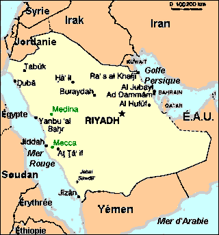 carte de l'arabie saoudite