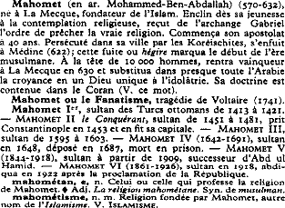 fac-simil dfinition mahomet Dictionnaire usuel Quillet-Flammarion 1956