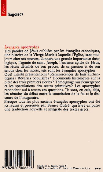 Evangiles apocryphes, verso
