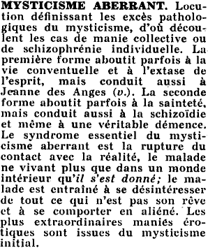 fac-simil dfinition  mysticisme aberrant  du Sexologia Lexikon, editions J-J. Pauvert et Gonthier – 1962)