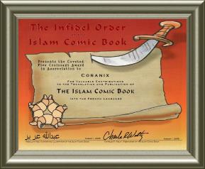 certificat  5 croissants de la confrrie des Infidles de l'Islam Comic Book, dans un cadre d'argent