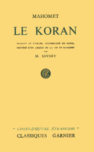 Le koran, traduction de Savary, recto