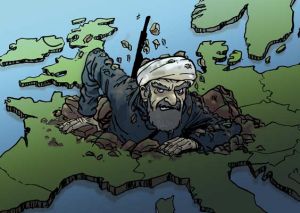  L'islam est un gant qui est en train de se mettre sur les pieds. Dessin de Steph Bergol, http://www.ifrance.com/stephbergol