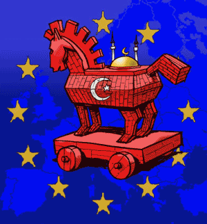 La Turquie dans l'Europe : le Cheval de Troie de l'Islam... Dessin de Steph Bergol, http://www.ifrance.com/stephbergol