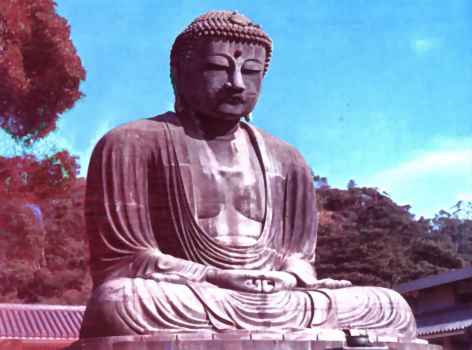 statue, Grand Bouddha Amida  Japon, priode dite de Kamakura (1185  1392). Les statues du Bouddha sont imprgnes de srnit bien plus que de majest, mme lorsquelles sont de trs grande taille.